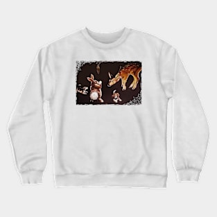 Backyard Playing Beagles, Rabbit and Fawn Crewneck Sweatshirt